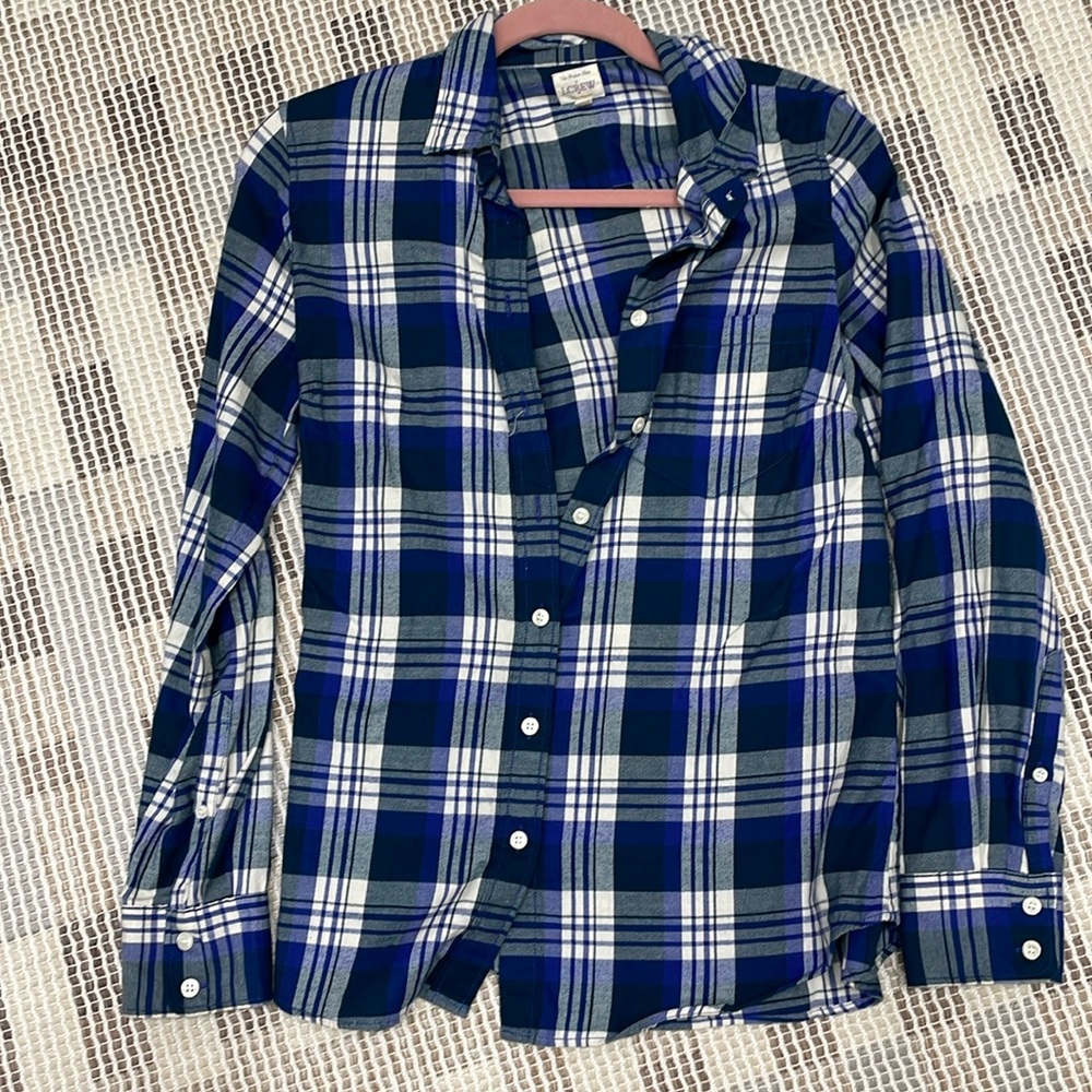 Jcrew flannel blue and green plaid “the perfect shirt”